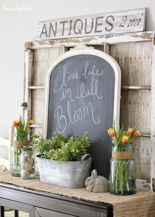 Antique Blooming Chalkboard Display