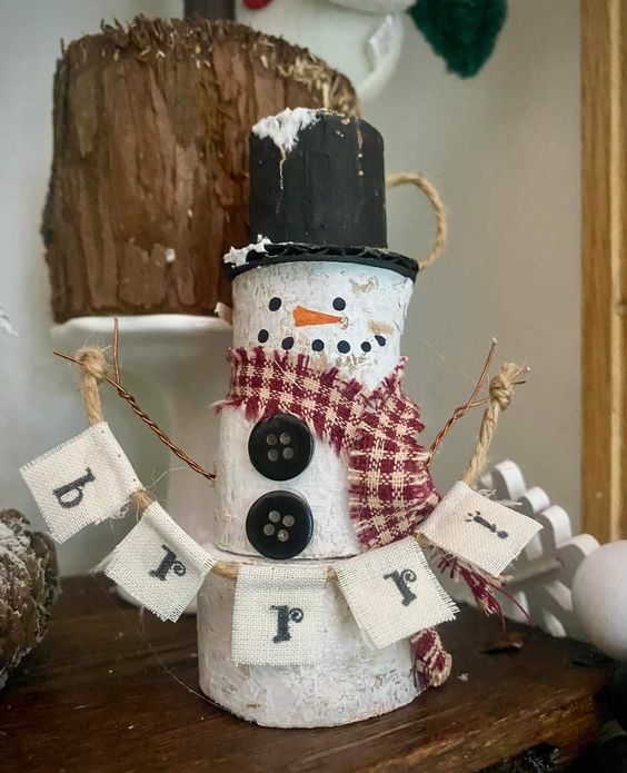 Charming Burlap Snowman Banner