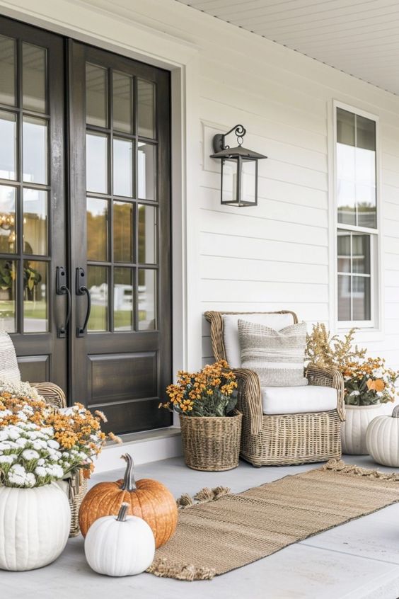 Charming Neutral Fall Porch Decor