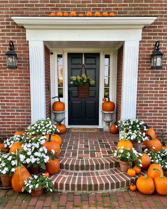 Classic Pumpkin and Bloom Porch