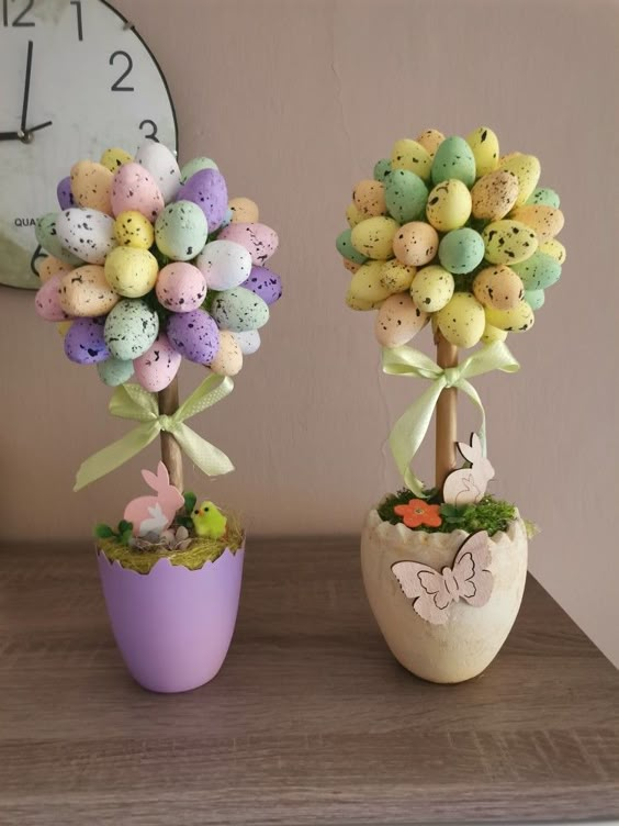 Colorful Easter Egg Topiaries