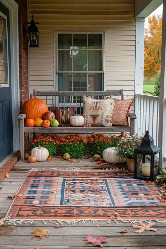 Cozy Fall Porch Seating Arrangement