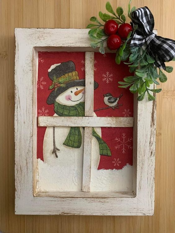 Cozy Snowman Window Scene