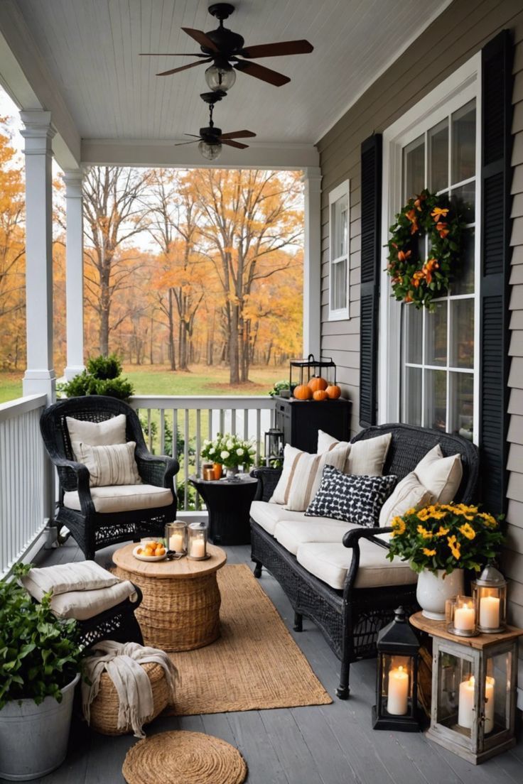 Cozy Wicker Fall Porch Retreat