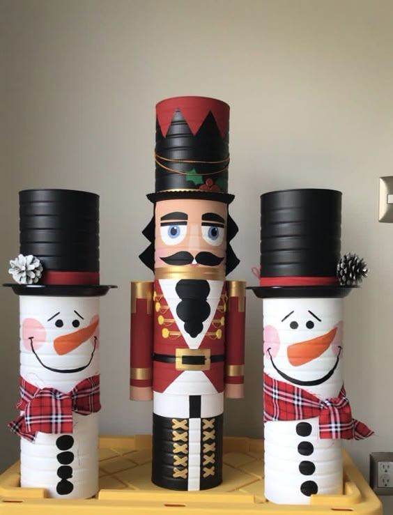 DIY Nutcracker and Snowmen Display