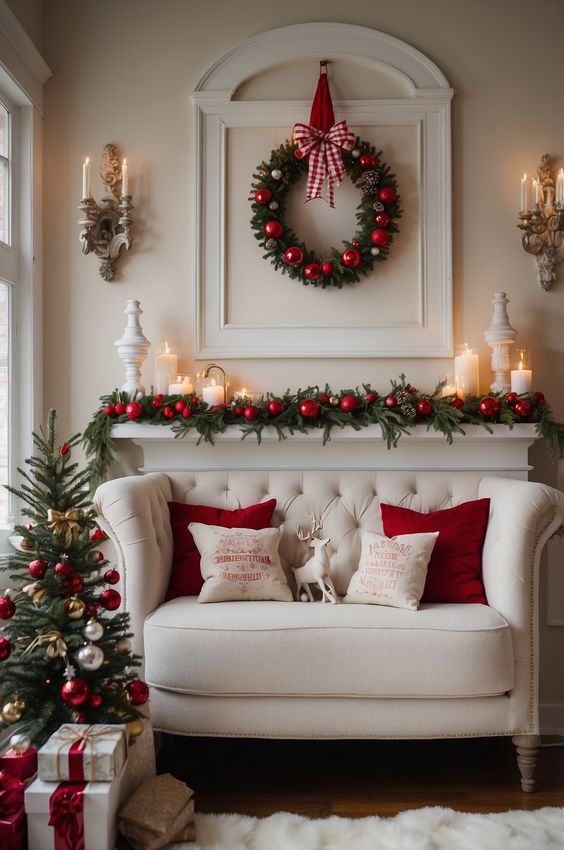 Elegant Christmas Living Room Display