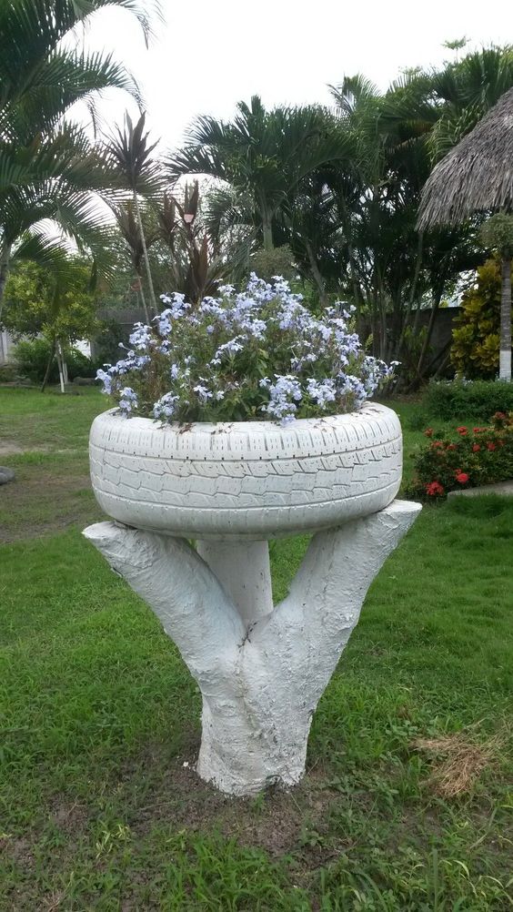 Elegant Elevated Tire Planter