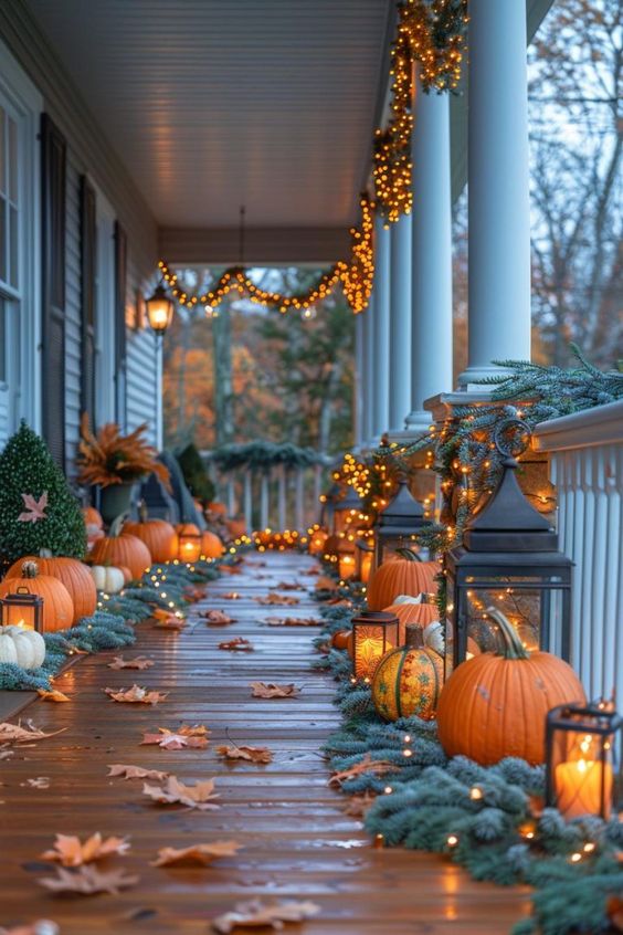 Enchanting Lantern-Lit Fall Porch