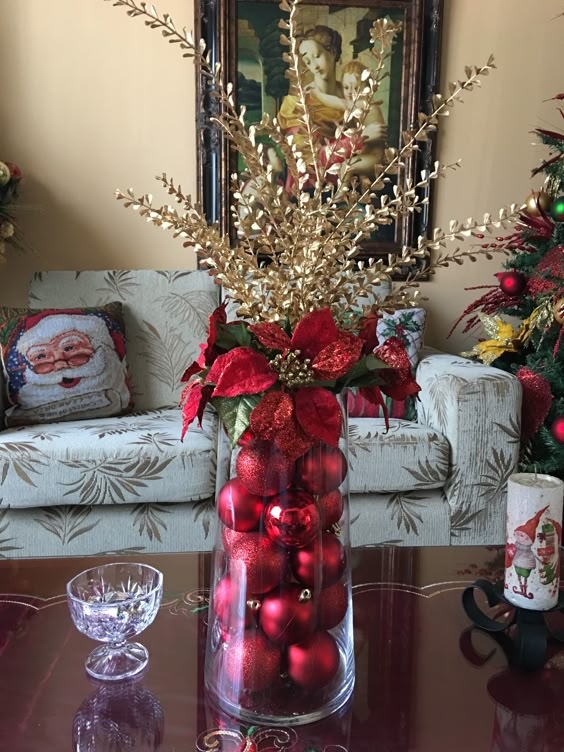 Festive Poinsettia Ornament Vase