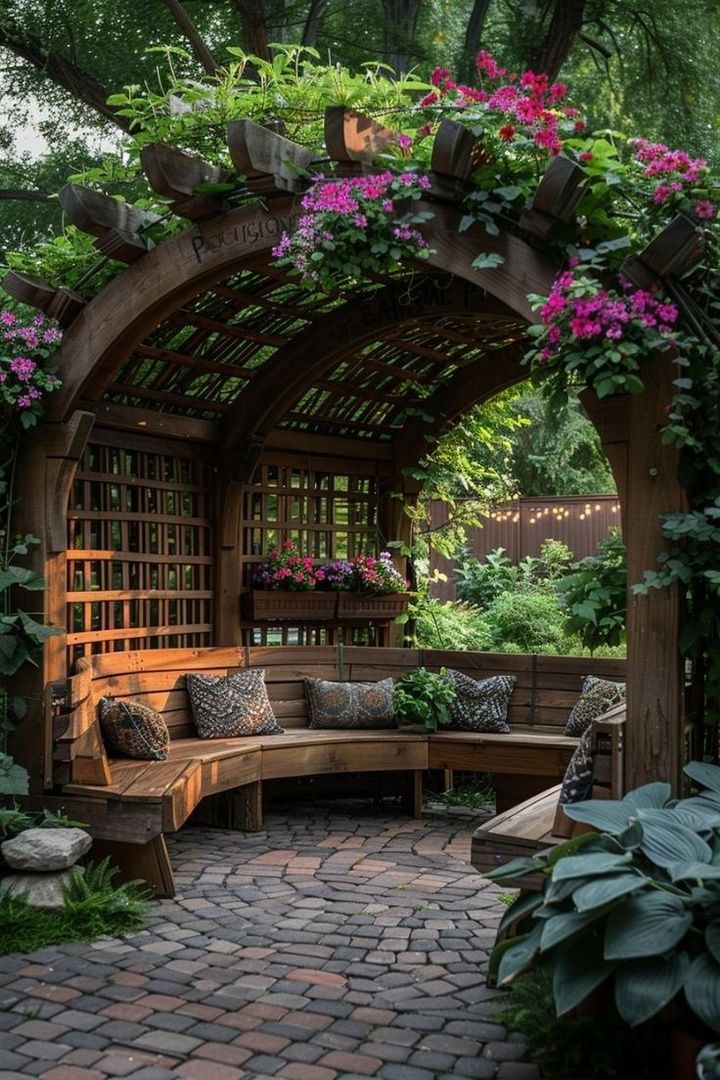 Floral-Covered Garden Pergola