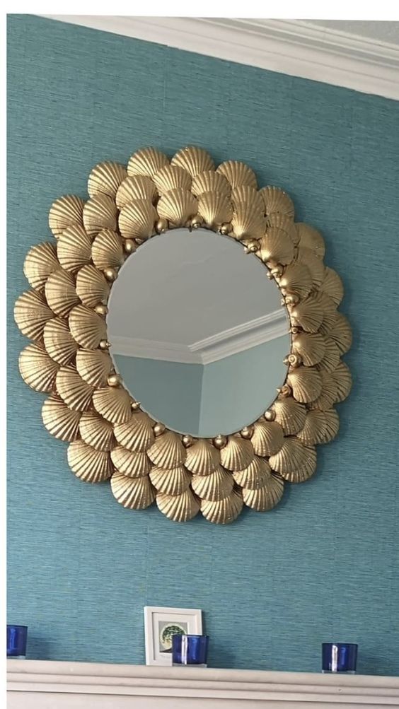 Golden Seashell Mirror Frame