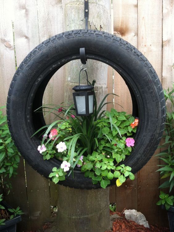 Hanging Lantern Tire Planter