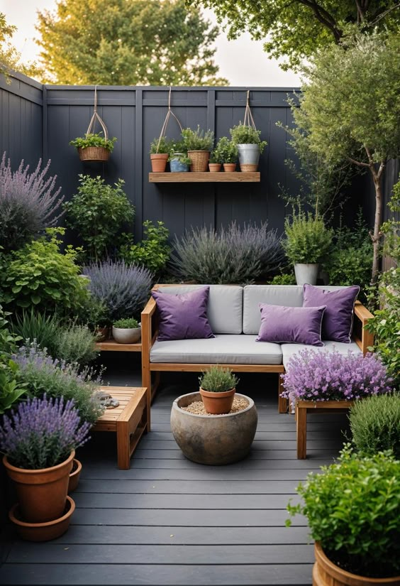 Lavender-Inspired Cozy Patio Deck