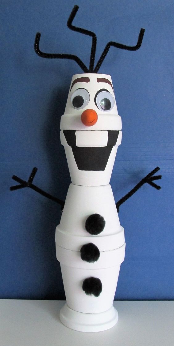 Playful Olaf Pot Snowman