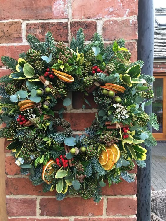 Rustic Citrus Evergreen Wreath