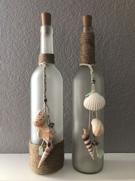 Rustic Coastal Seashell Bottles