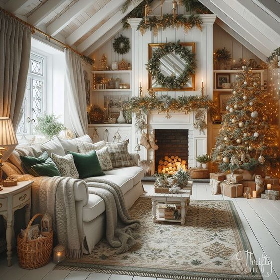 Rustic Cozy Christmas Living Room