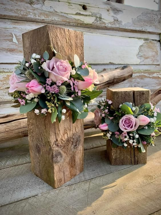 Rustic Floral Wooden Blocks