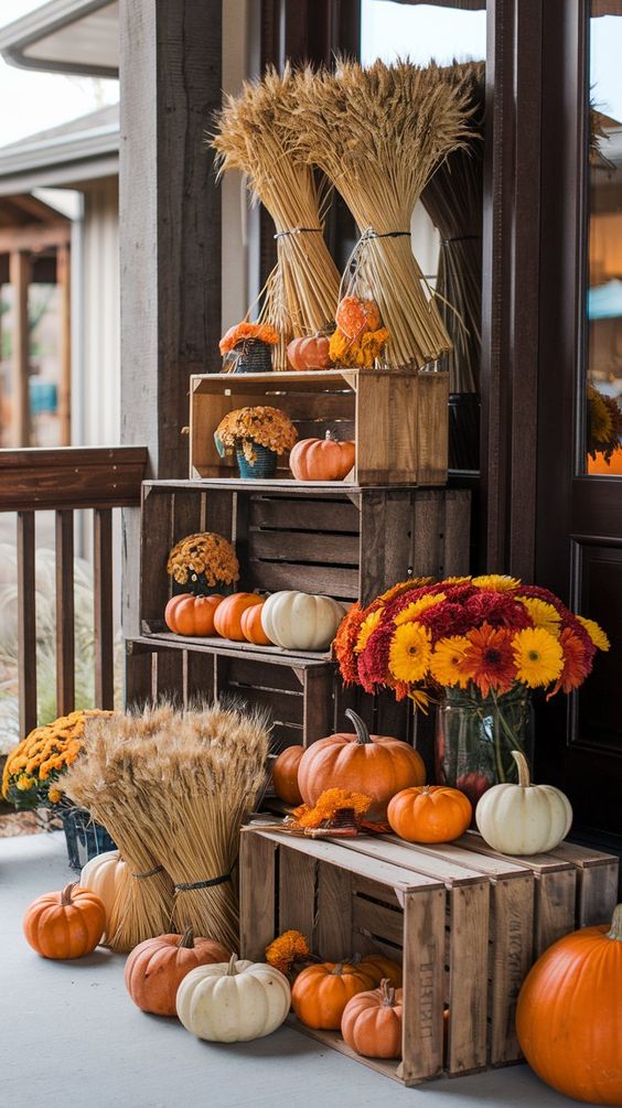 Rustic Harvest Wheat Fall Porch