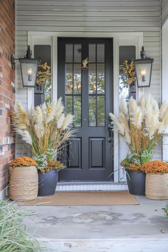 Rustic Pampas Grass Fall Porch Display