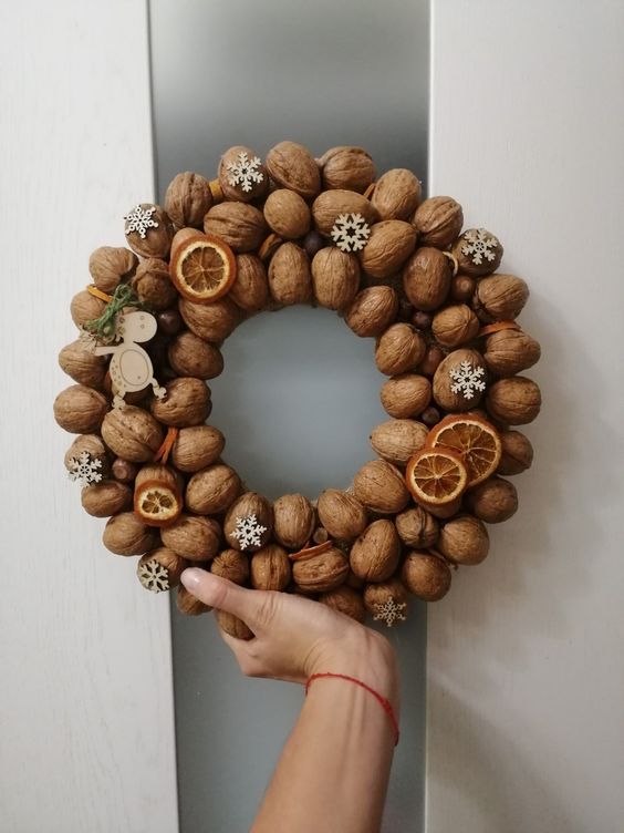 Rustic Walnut Orange Wreath