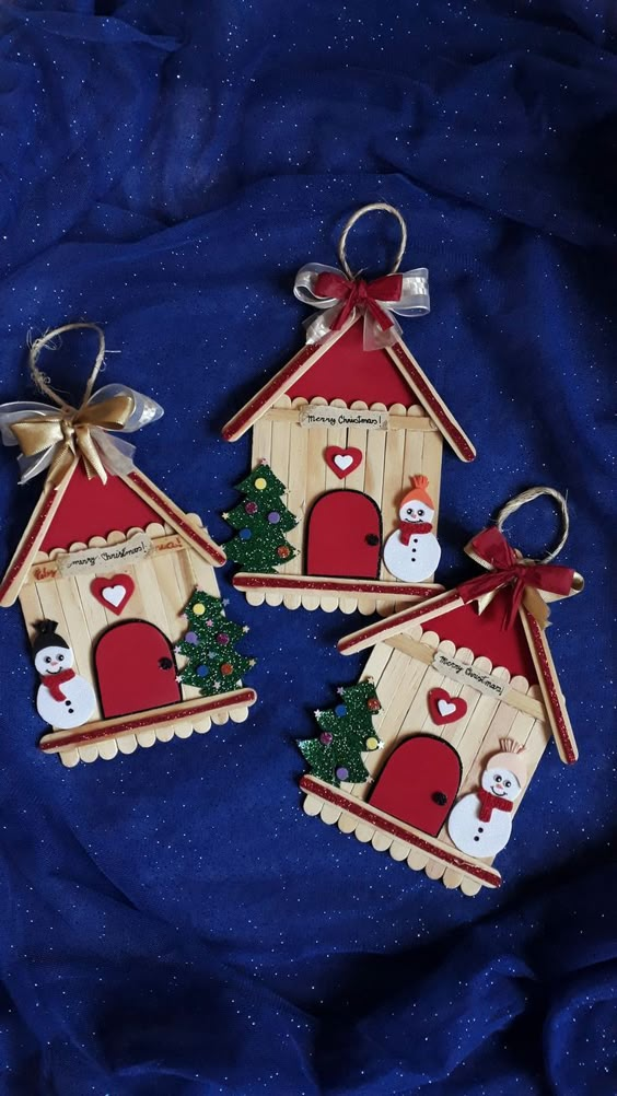 Snowman Cottage Ornaments