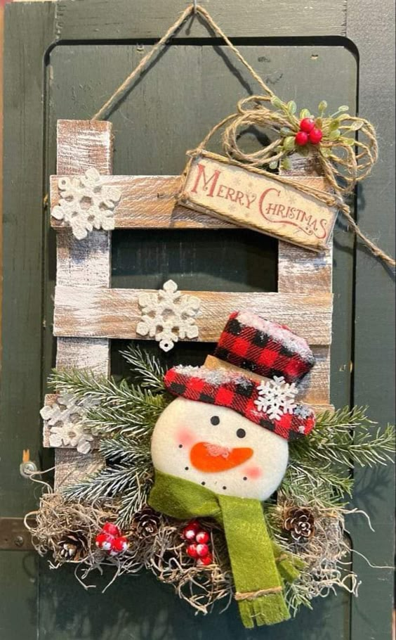 Snowman Rustic Door Hanger