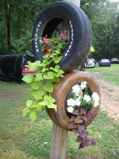 Vertical Tire Planter Display