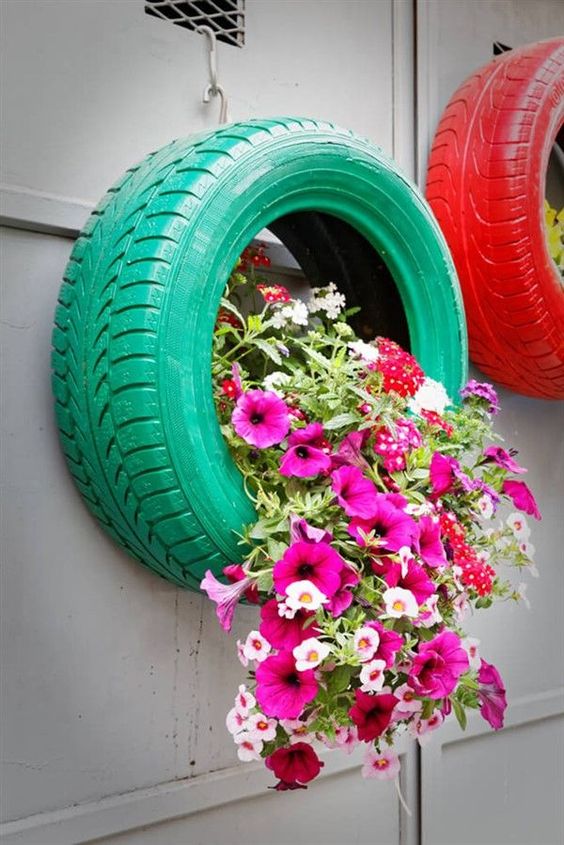 Vibrant Wall Tire Planter