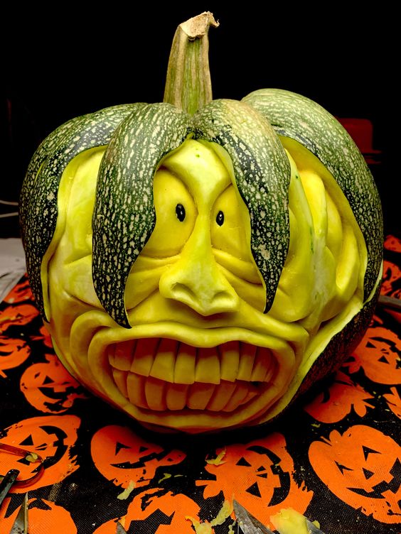 Wild-Haired Grin Pumpkin