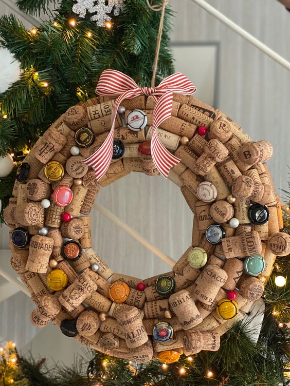 Wine Cork Holiday Wreath