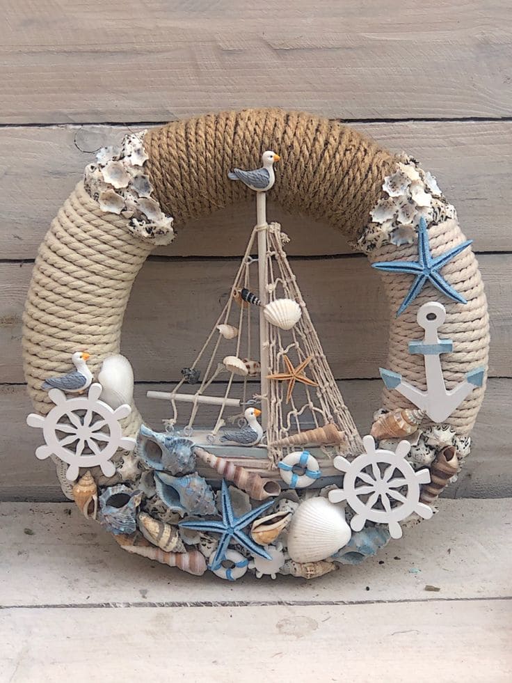 Charming Nautical Seashell Wreath Design