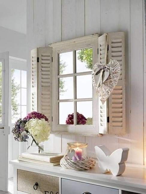 Charming Rustic Window Mirror Decor