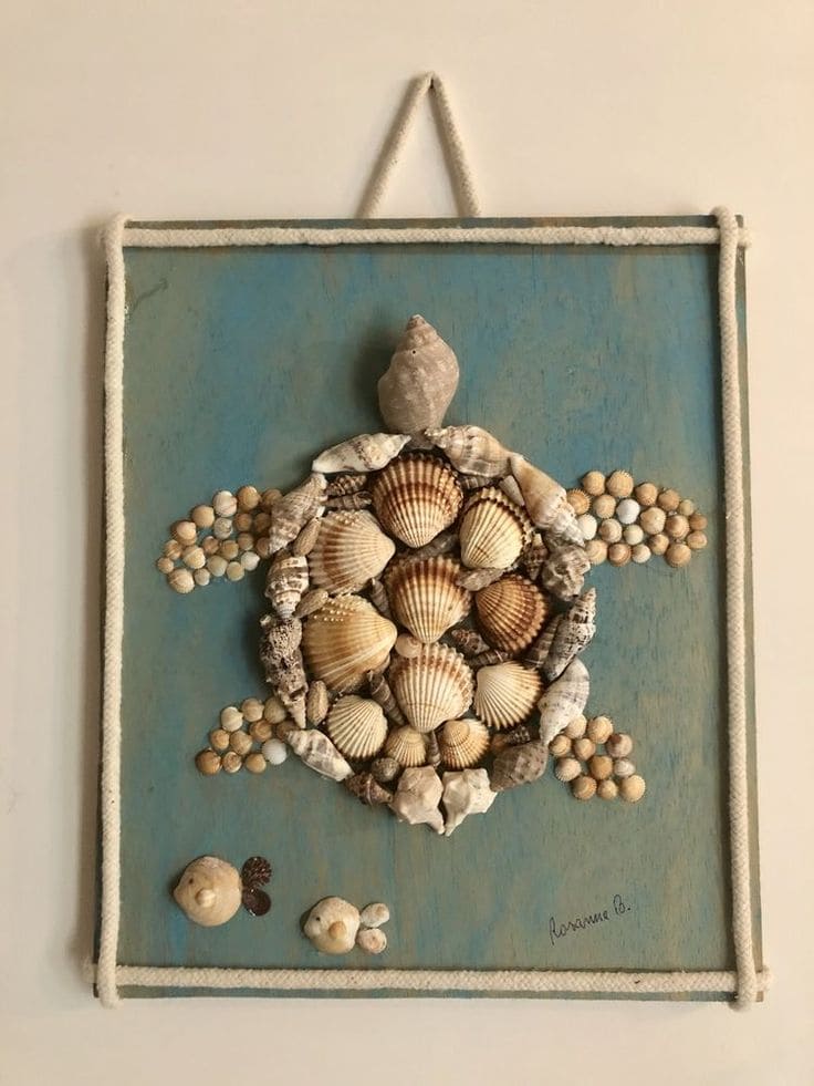 Charming Seashell Turtle Wall Art