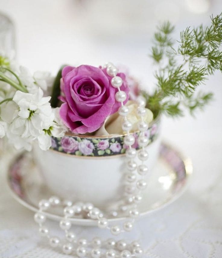 Charming Vintage Teacup Floral Display