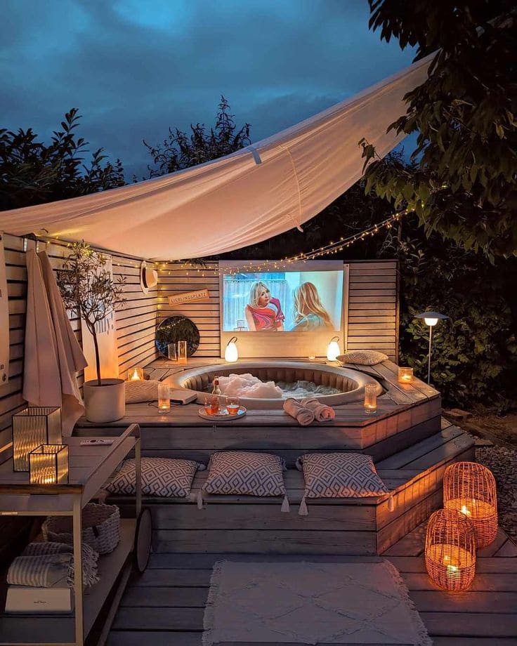 Chic Outdoor Movie Oasis