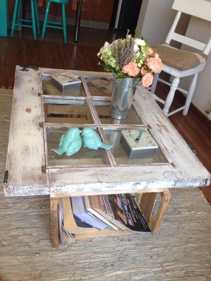 Chic Repurposed Window Coffee Table