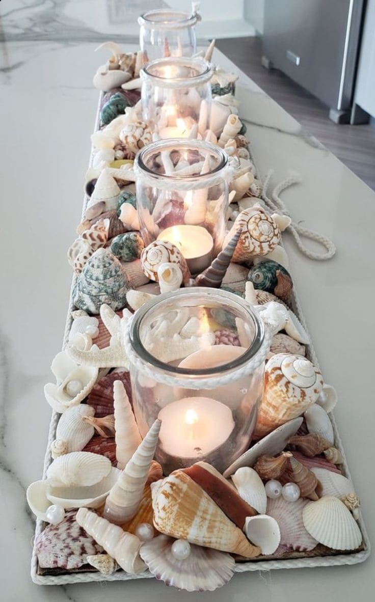 Coastal Seashell Candle Centerpiece