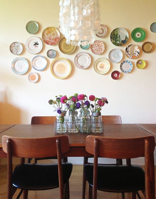 Colorful Vintage Plate Wall Display