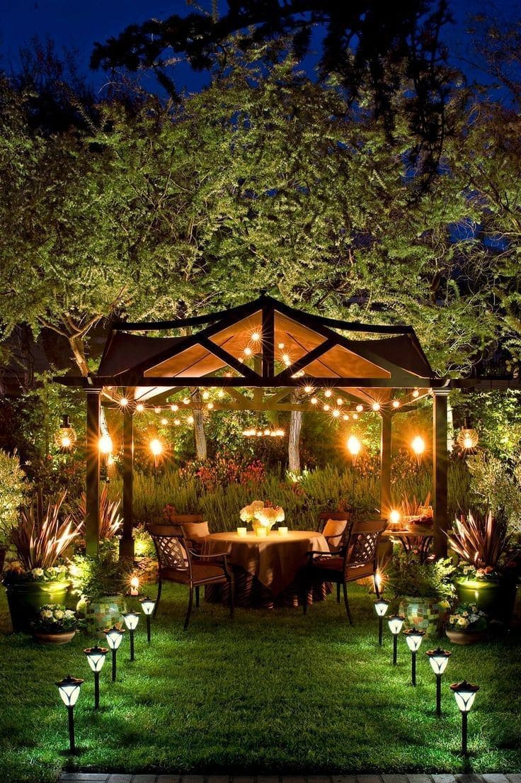 Elegant Nighttime Gazebo Retreat