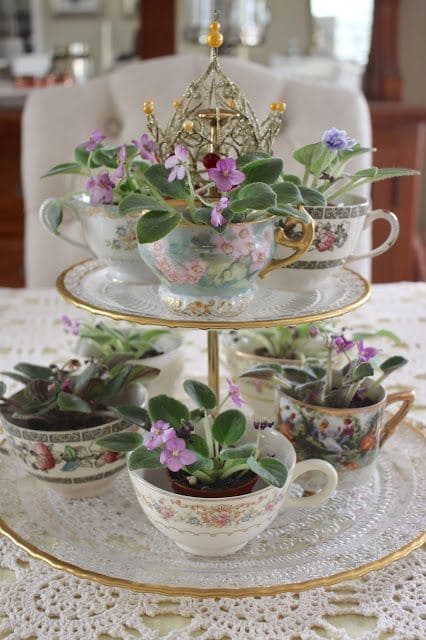 Elegant Tiered Teacup Planter Display