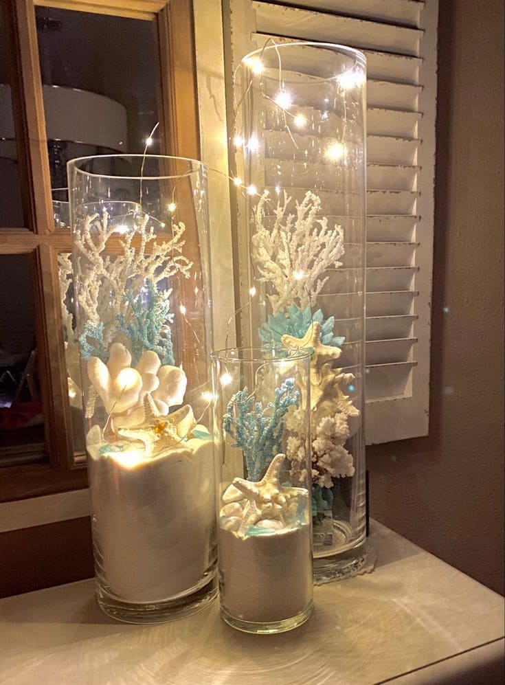 Glowing Seashell Cylinder Centerpieces