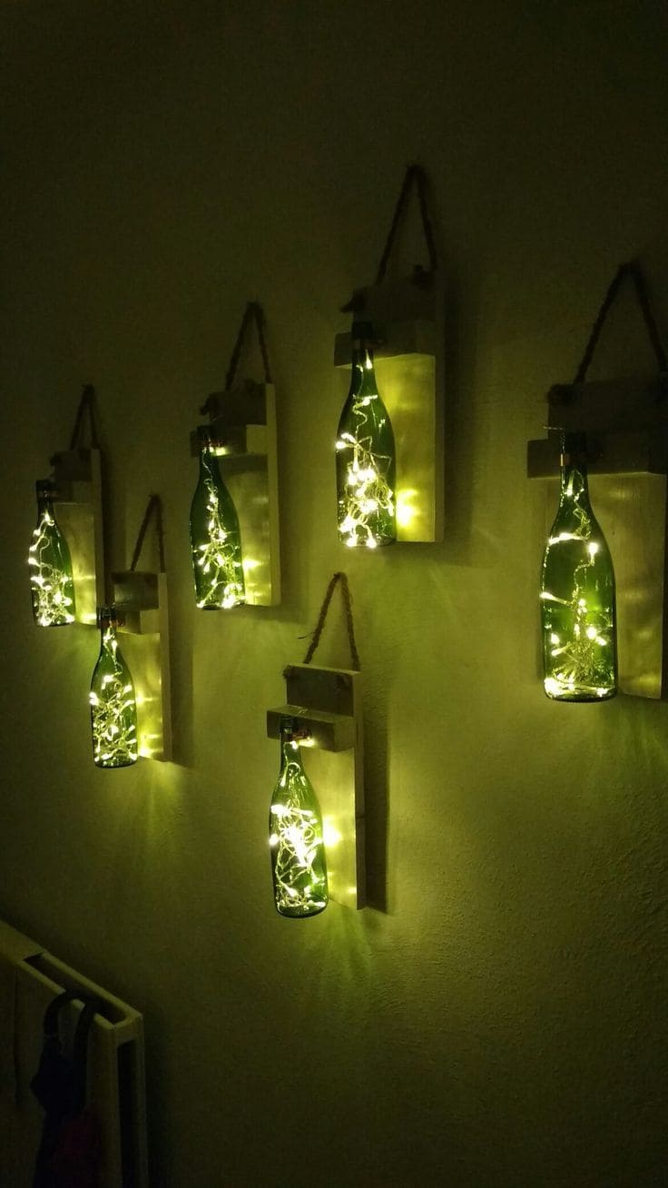 Glowing Wine Bottle Wall Art