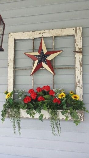 Patriotic Window Frame Planter Decor