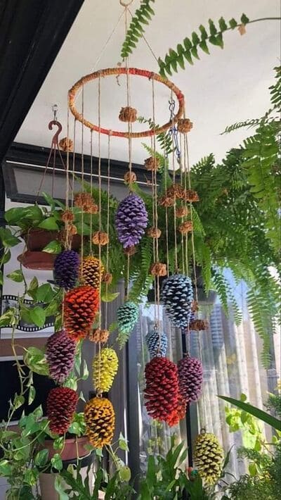 Rainbow Pine Cone Mobile