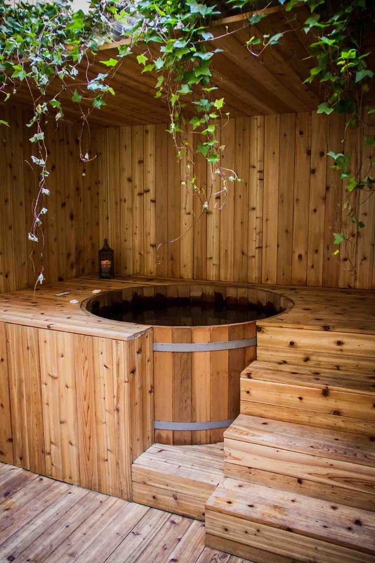 Rustic Backyard Hot Tub Haven