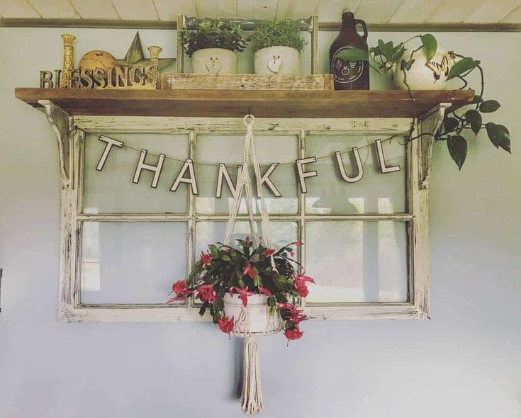 Rustic Thankful Window Shelf Decor