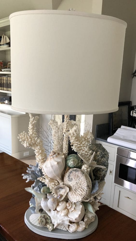 Seashell-Crafted Coastal Table Lamp