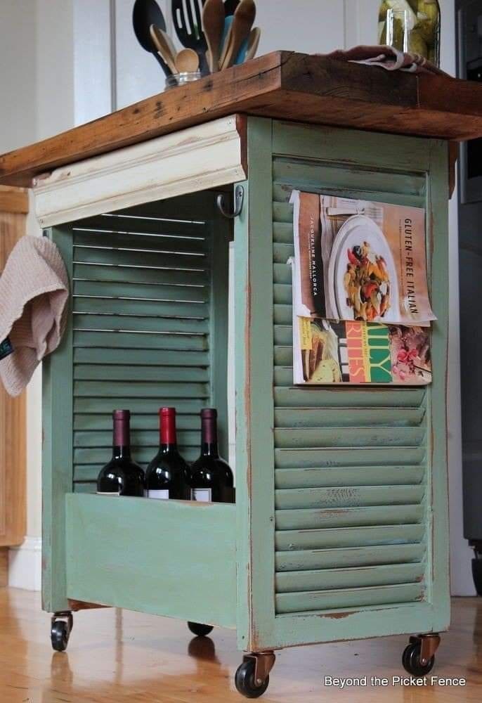 Unique Vintage Window Kitchen Island