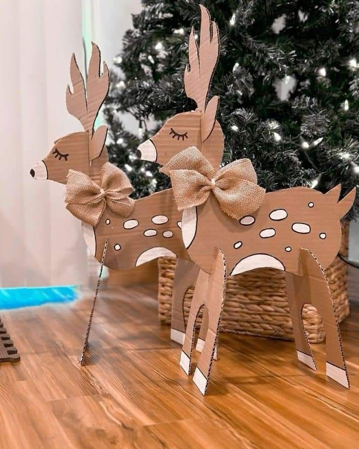 Adorable Cardboard Reindeer Christmas Decor